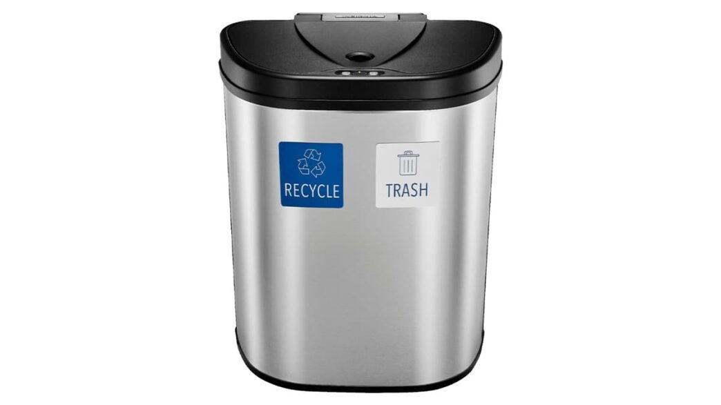 Insignia 18 Gal Automatic Trash Can With Recycle And Waste Divider Stainless Steel