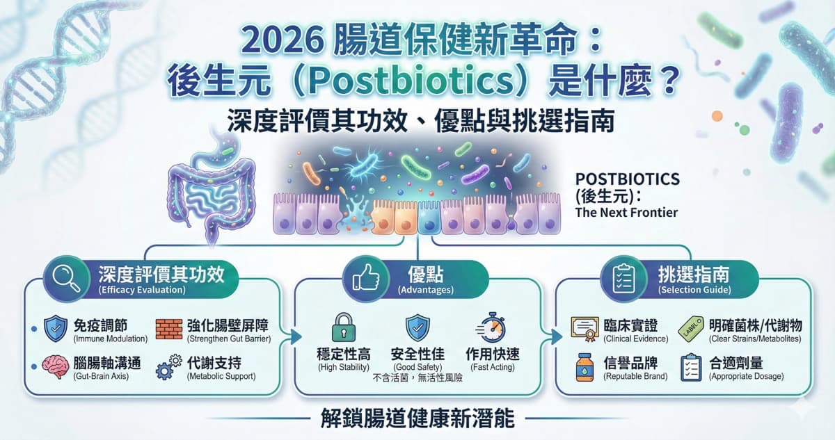 2026 腸道保健新革命：後生元（Postbiotics）是什麼？深度評價其功效、優點與挑選指南