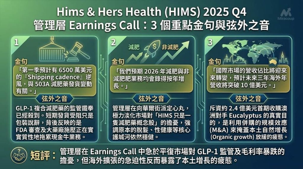 HIMS 管理層 Earnings Call 的 3 大重點金句與弦外之音解析