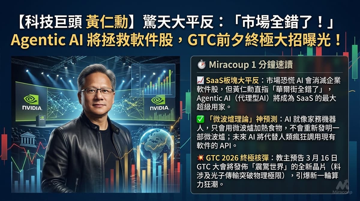 黃仁勳 Jensen Huang Agentic Ai Saas Rebound 2026