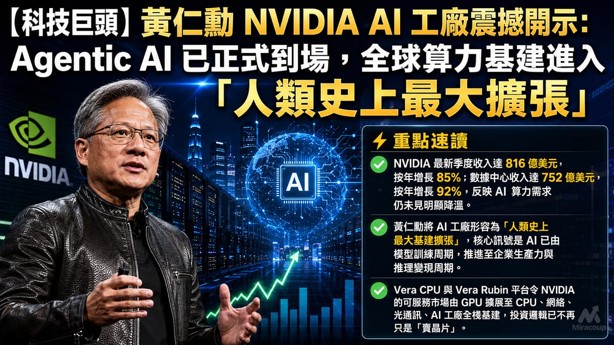 黃仁勳 NVIDIA AI 工廠震撼開示