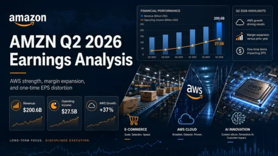 AMZN Q2 2026 earnings analysis covering AWS growth, operating margins, backlog and valuation