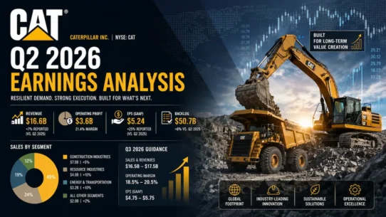 Caterpillar CAT Q2 2026 earnings analysis covering revenue, EPS, margins, backlog and outlook