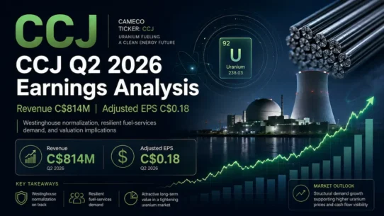 CCJ Q2 2026 earnings analysis covering Cameco uranium pricing, guidance and Westinghouse
