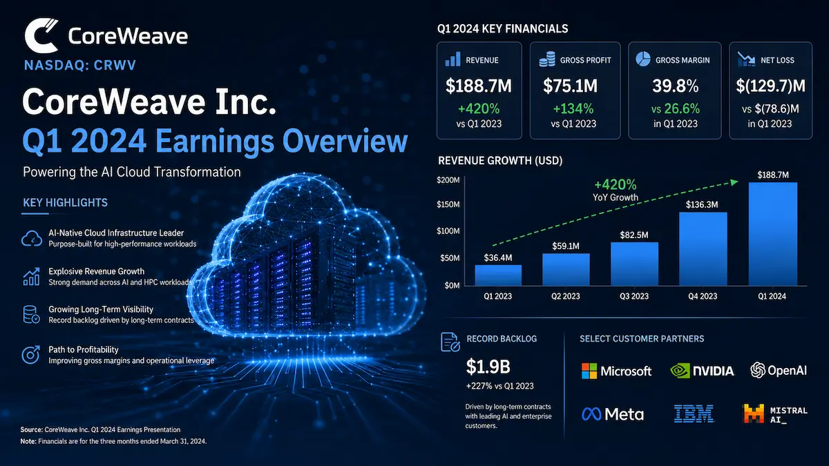 CoreWeave business model analysis covering AI cloud infrastructure, GPU deployment, orchestration, competitive moat and growth catalysts