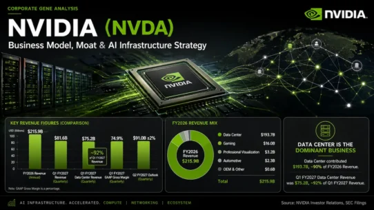 NVIDIA business model showing CUDA, GPUs, networking and full-stack AI infrastructure moat