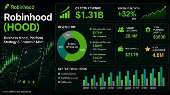 Robinhood business model analysis covering trading, Gold, banking, advisory and global platform expansion