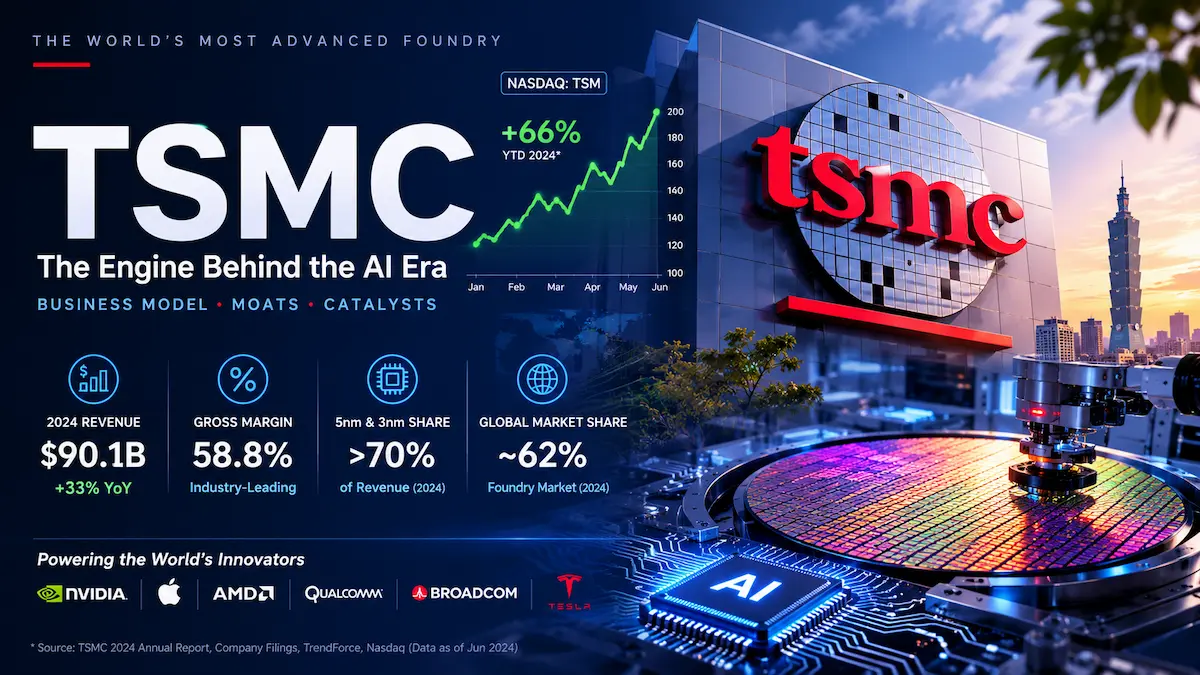 TSMC business model, semiconductor foundry moat, OIP ecosystem, N2 A16 roadmap and advanced packaging analysis