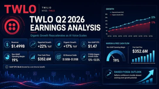 TWLO Q2 2026 earnings analysis covering Twilio revenue, AI Voice growth, guidance and valuation