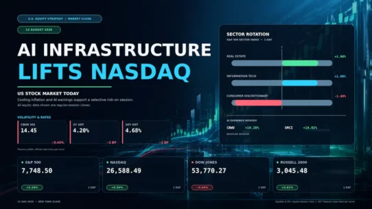 US stock market close on 12 August 2026 led by AI infrastructure shares