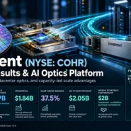 Coherent business model analysis showing vertical photonics integration across materials, optical components, transceivers, CPO and AI datacenter systems