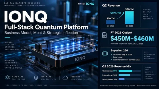 IonQ business model analysis of its trapped-ion computing, quantum networking, sensing, security and SkyWater foundry platform