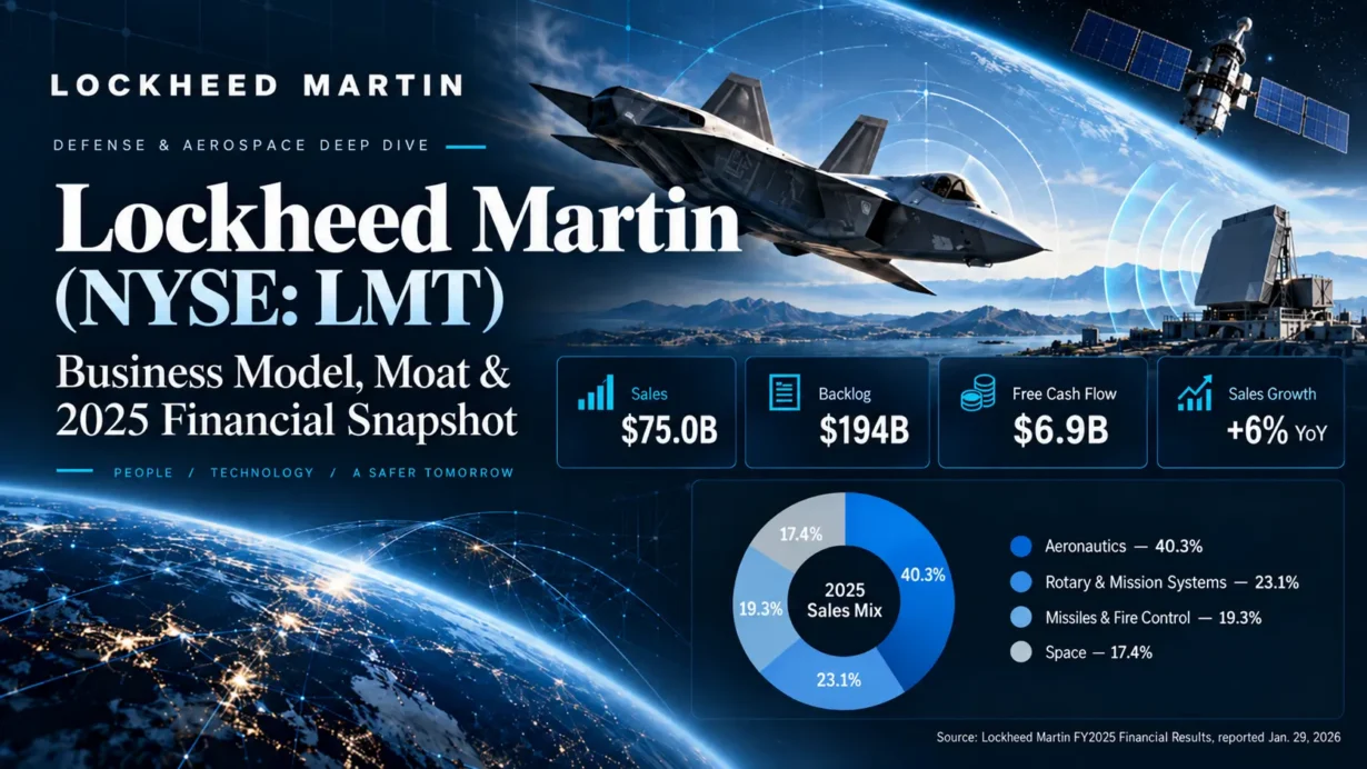Lockheed Martin F-35 fighter aircraft representing its aerospace platform, installed-base economics and defense manufacturing moat