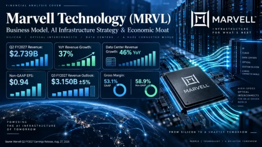 Marvell business model analysis covering custom AI silicon, optical connectivity, switching and data center infrastructure