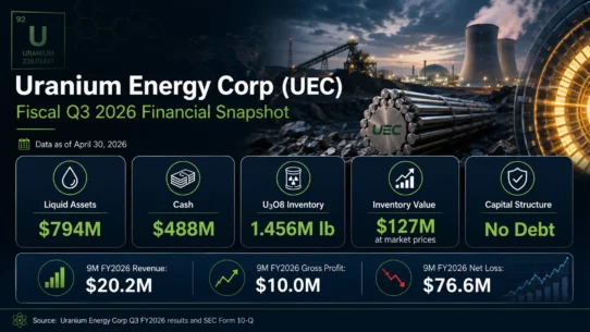Uranium Energy Corp business model showing U.S. ISR hub-and-spoke uranium production and processing strategy