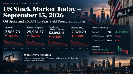 US stock market close on September 15, 2026 as oil and Treasury yields rise