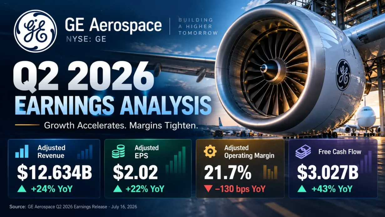 GE Aerospace Q2 2026 earnings analysis covering revenue, EPS, margins, engine aftermarket demand and stock valuation