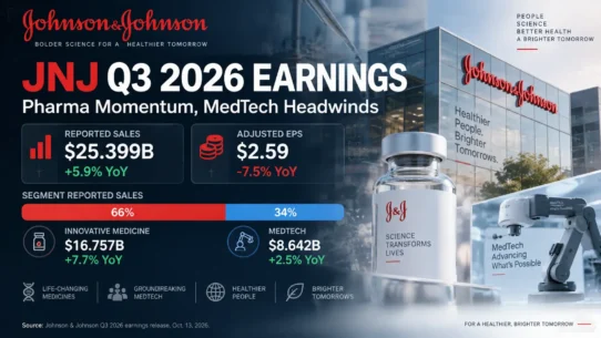 Johnson & Johnson JNJ Q3 2026 earnings analysis covering sales, profitability, MedTech, guidance and 2027 risks
