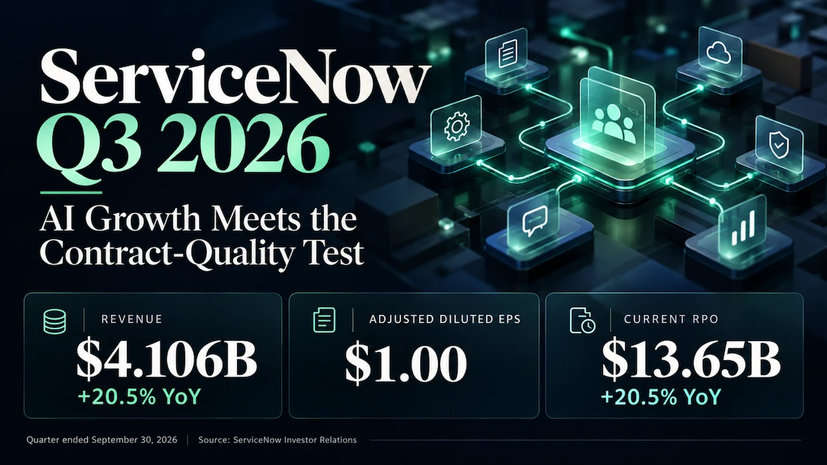ServiceNow Q3 2026 earnings: revenue $4.106 billion, adjusted diluted EPS $1.00 and current RPO $13.65 billion