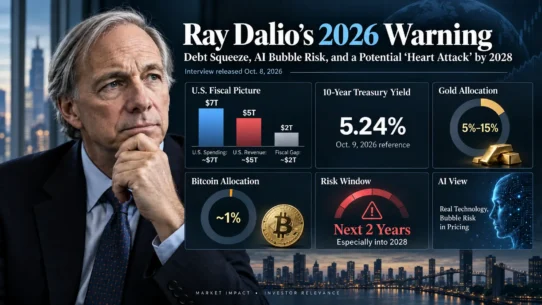 Ray Dalio's October 2026 interview on US Treasury debt, AI bubble risk, bond yields, gold, and portfolio defense