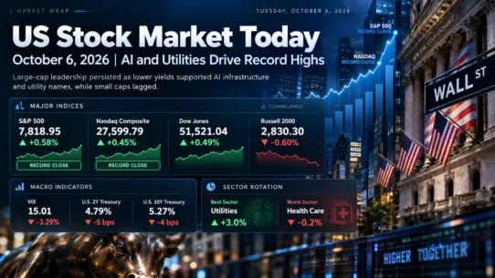 US stock market close on October 6 2026 with the S&P 500 and Nasdaq at record highs