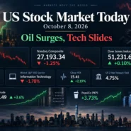 US stock market recap for October 8, 2026, covering technology losses, energy leadership and Treasury yields
