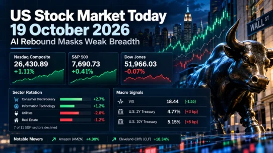 U.S. stock market on October 19, 2026: Nasdaq-led rebound, declining market breadth and higher Treasury yields