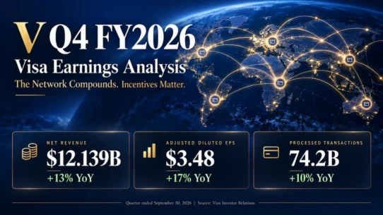 Visa Q4 FY2026 earnings: net revenue $12.139 billion, adjusted diluted EPS $3.48 and 74.2 billion processed transactions