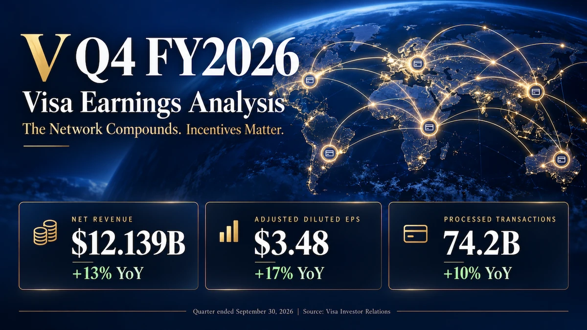 Visa Q4 FY2026 earnings: net revenue $12.139 billion, adjusted diluted EPS $3.48 and 74.2 billion processed transactions